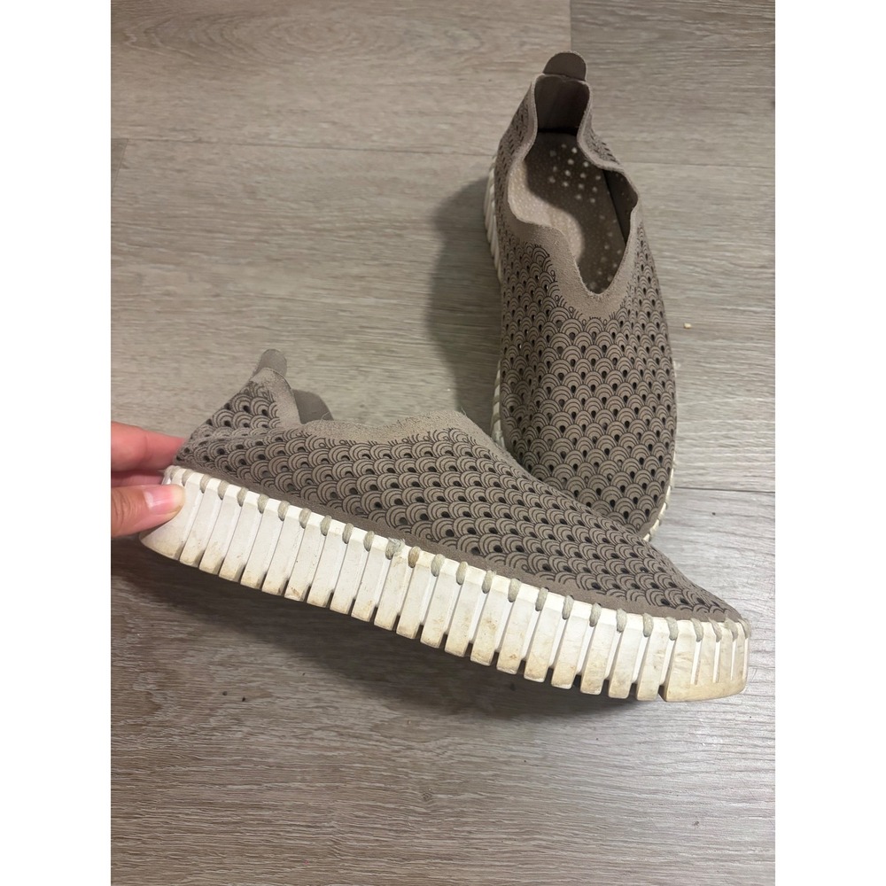 Ilse Jacobsen Hornbaek Tulip Laser Cut Platform Slip On Sneakers Taupe 39